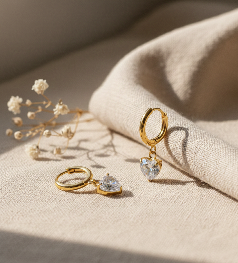 Golden Heart Drop Earrings