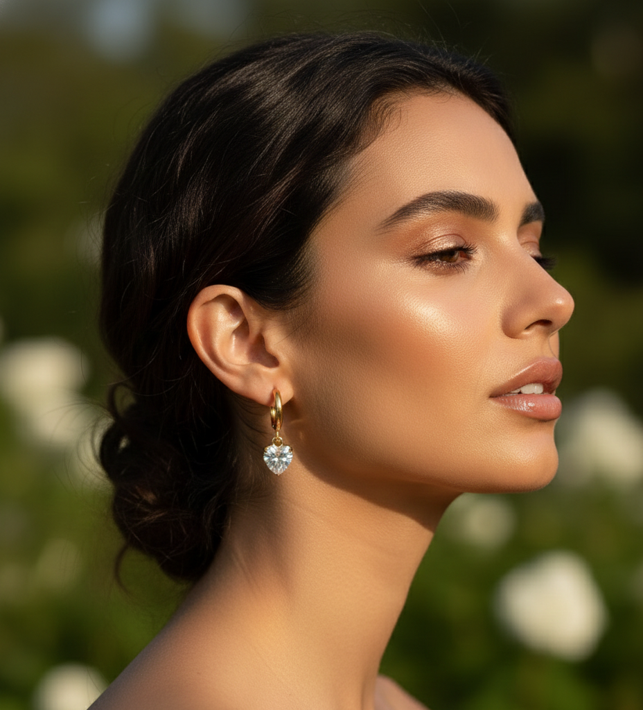 Golden Heart Drop Earrings