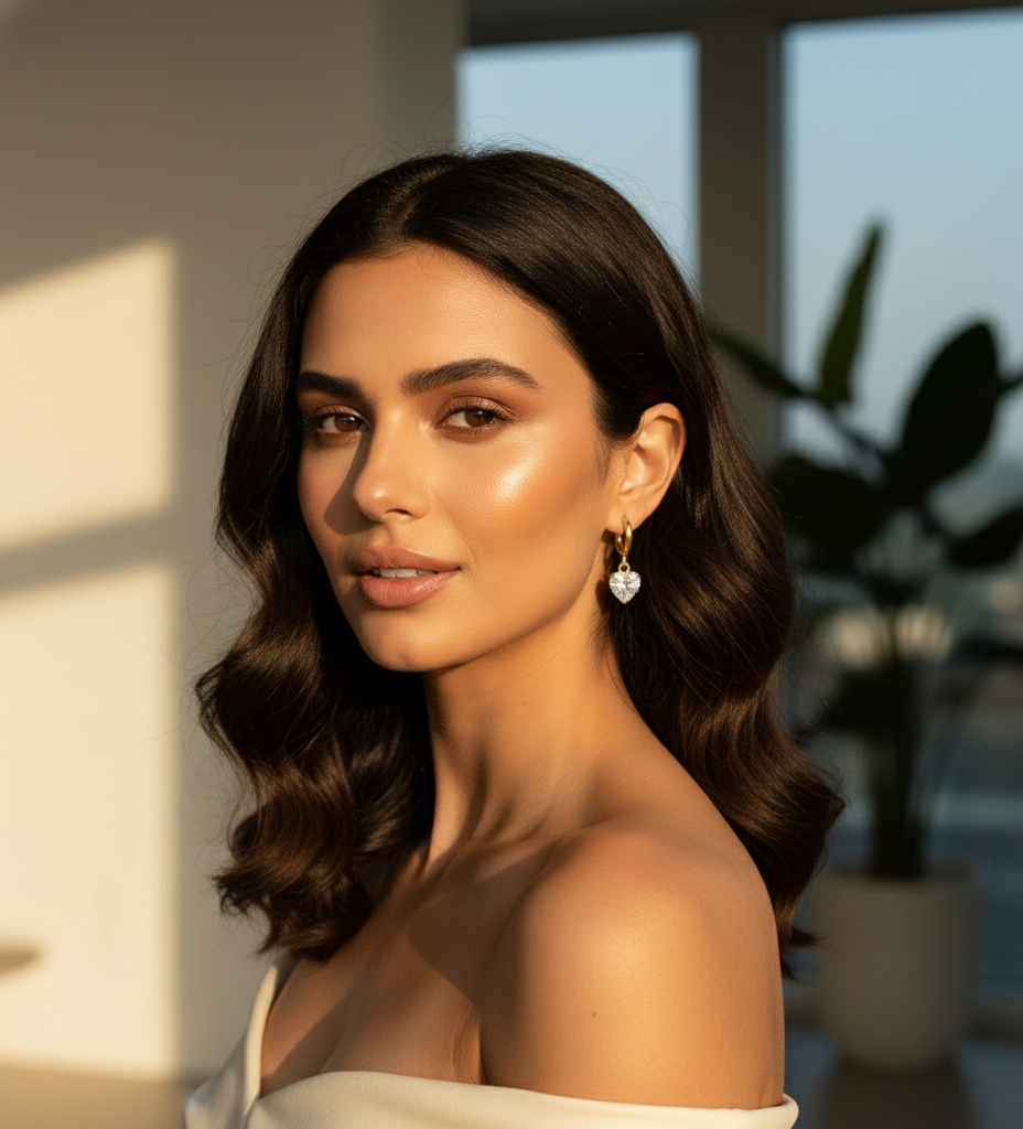 Golden Heart Drop Earrings